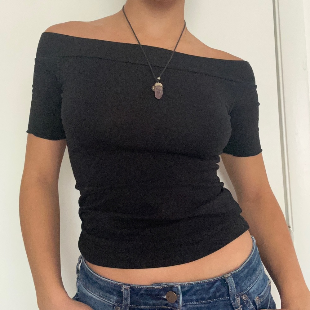 Black Vintage Top Over The Shoulders